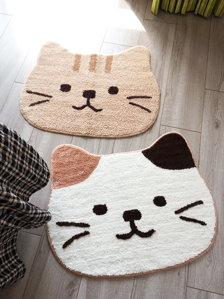儿童可爱卡通猫脸造型地垫柔软吸水脚垫日式猫咪头像机洗垫子卫浴