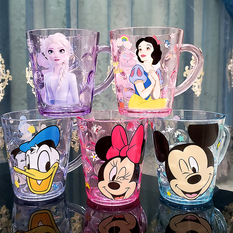 迪士尼水晶杯漱口杯米奇儿童艾莎公主塑料卡通可爱刷牙杯男女童