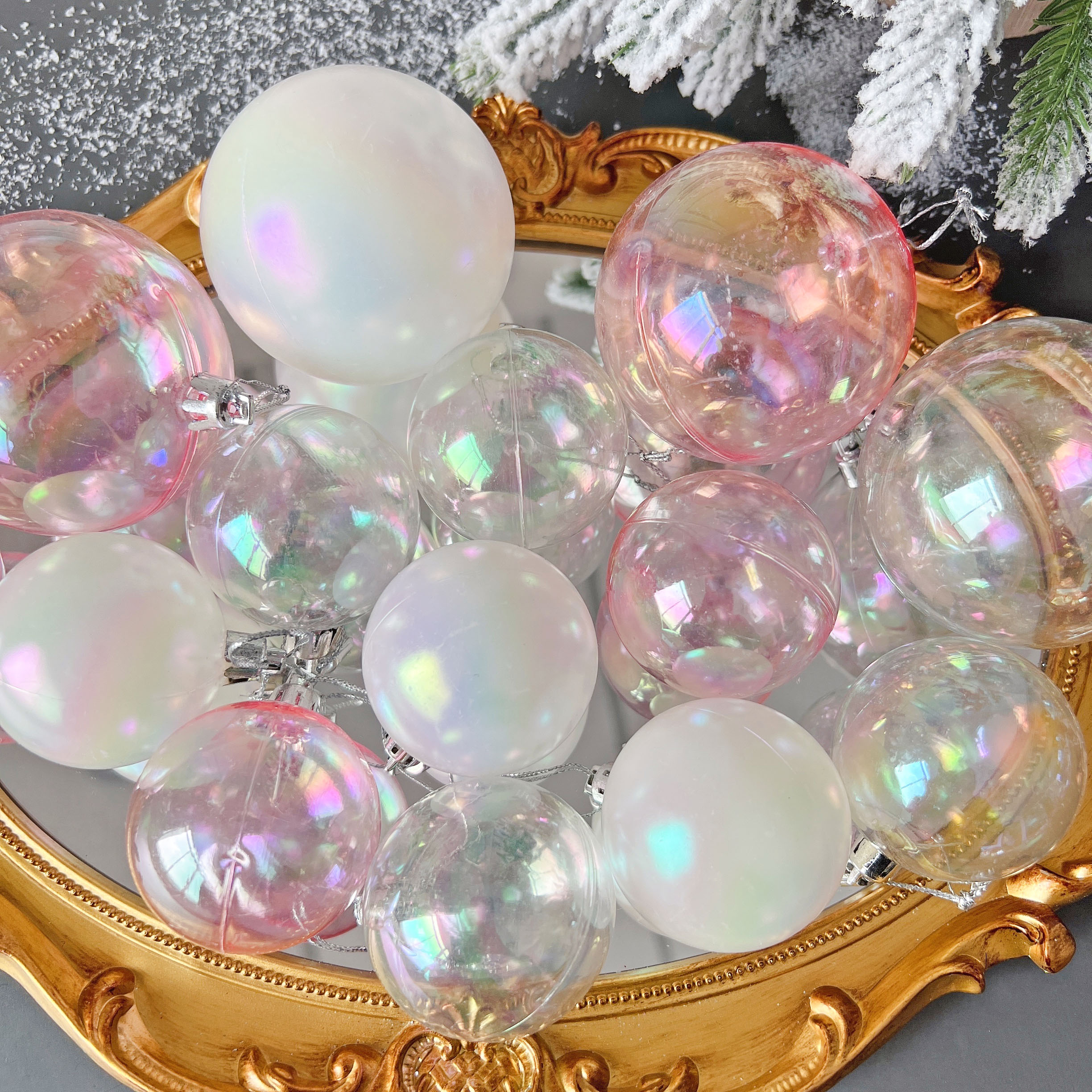 ins唯美梦幻炫彩球透明七彩泡泡球圣诞球圣诞树装饰挂球橱窗装饰