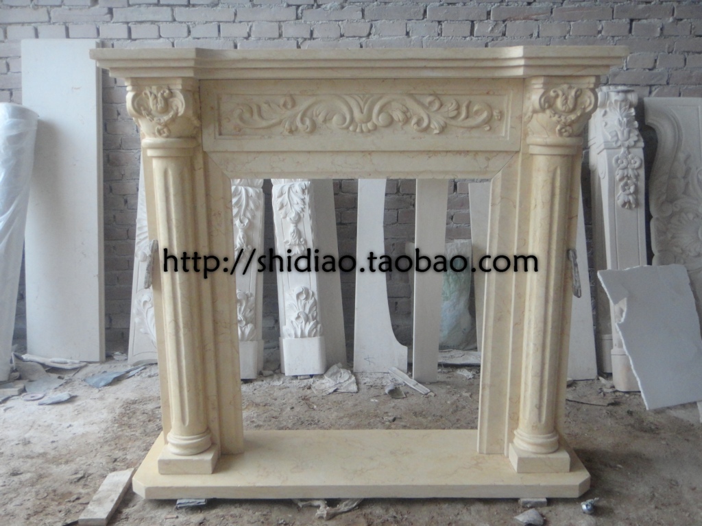 壁炉架 石材壁炉 罗马柱 大理石壁炉 欧式雕塑 白色壁炉 米黄壁炉