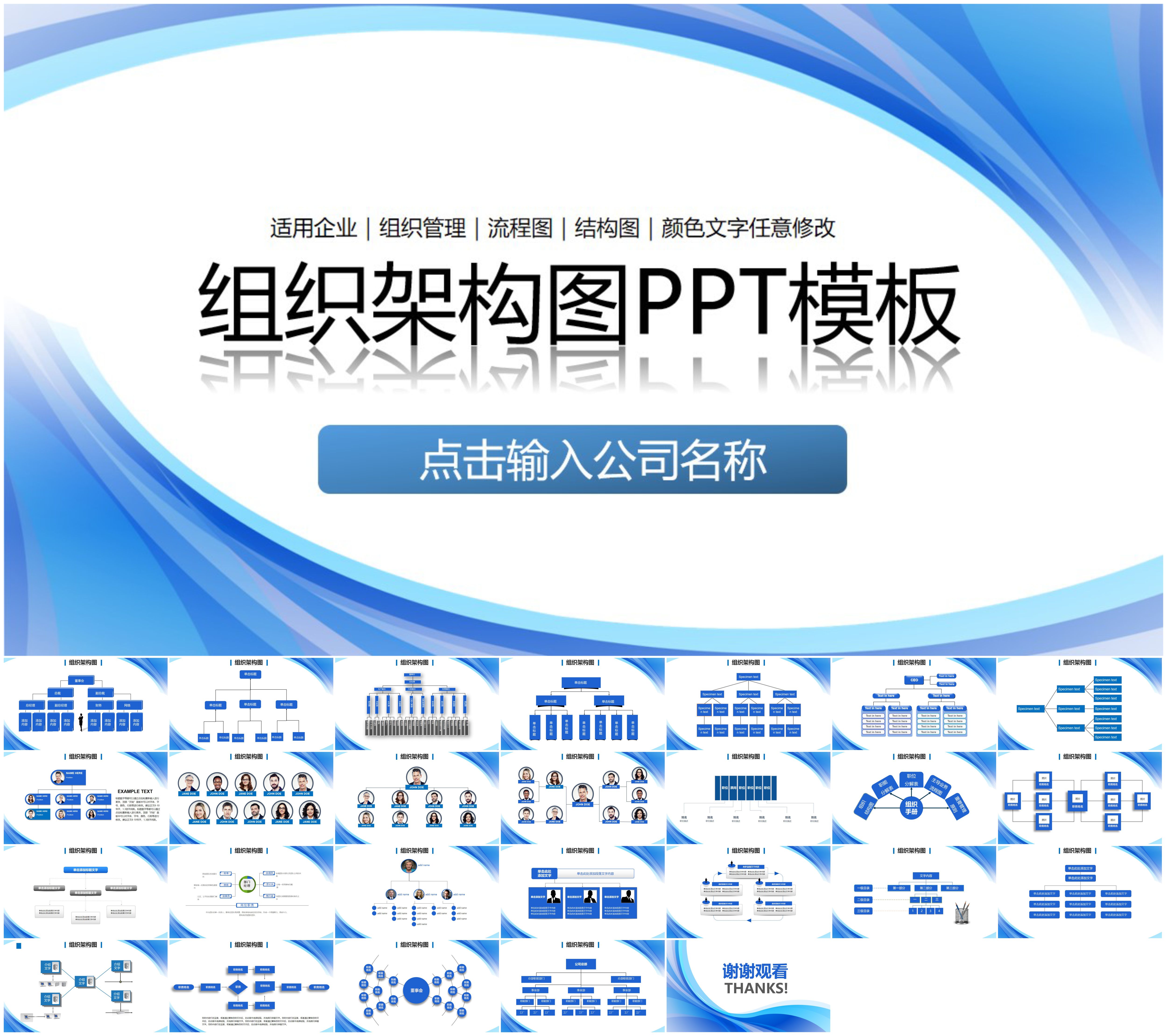 企业人事组织管理结构流程图PPT模板企业架构图集团管理PPT素材