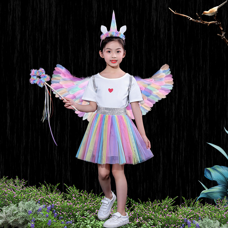 发光羽毛翅膀背饰儿童万圣节道具天使精灵仙子演出小女孩公主礼物