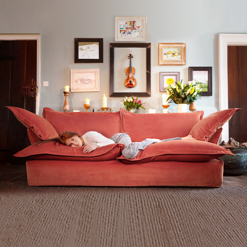 乳胶小户型沙发客厅双人简约现代米白色公寓布艺沙发北欧超软懒人