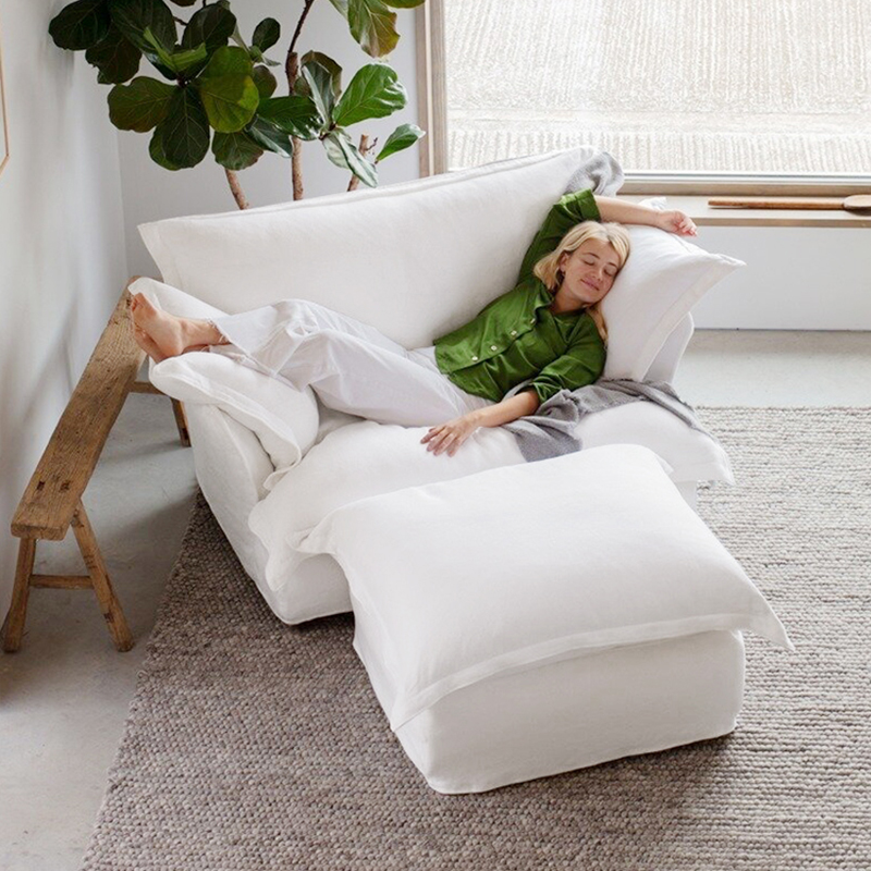 小户型沙发客厅单人位简约卧室公寓布艺沙发北欧宽大懒人可躺可睡
