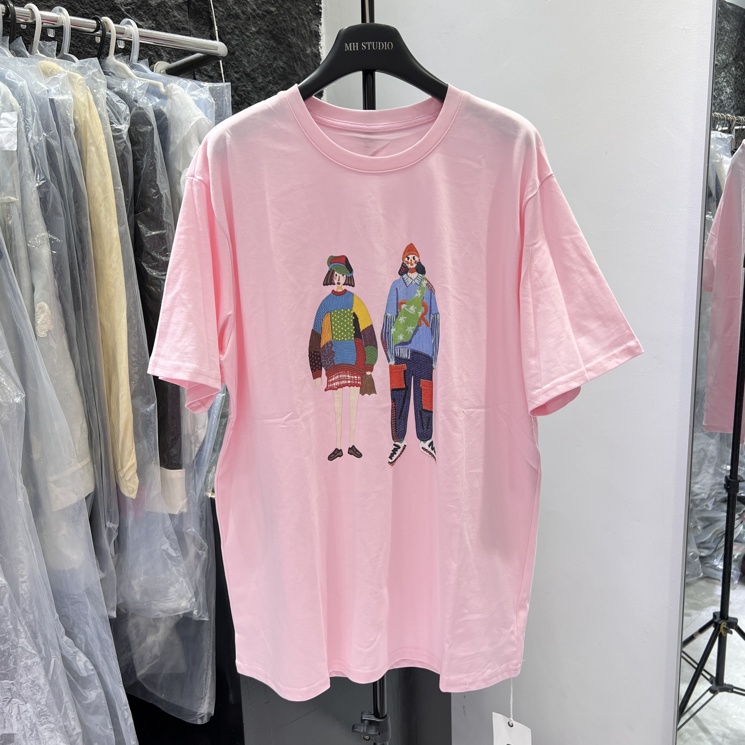 韩版彩色卡通印花短袖T恤女夏季2024新款设计感宽松休闲百搭上衣