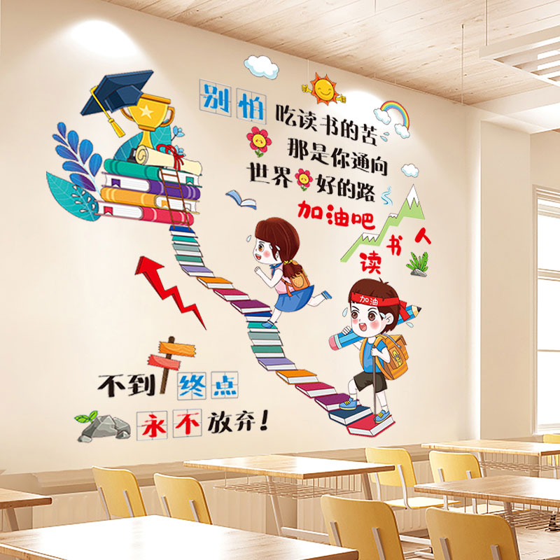 班级布置中考教室墙面文化建设装饰墙贴学生励志激励语录标语贴纸