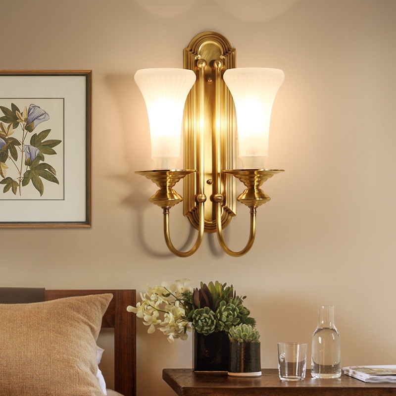 全铜楼梯客厅卧室床头灯创意别墅轻奢简约现代美式复古背景墙壁灯