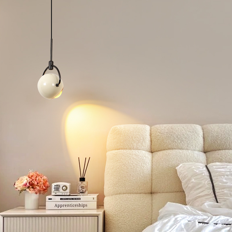 床头吊灯简约现代设计感可旋转单头客厅背景墙灯网红圆球吧台灯具
