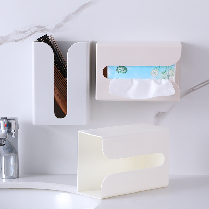 厨房免打孔抽纸盒墙上壁挂式纸巾架创意简约塑料卫生间厕所纸巾盒