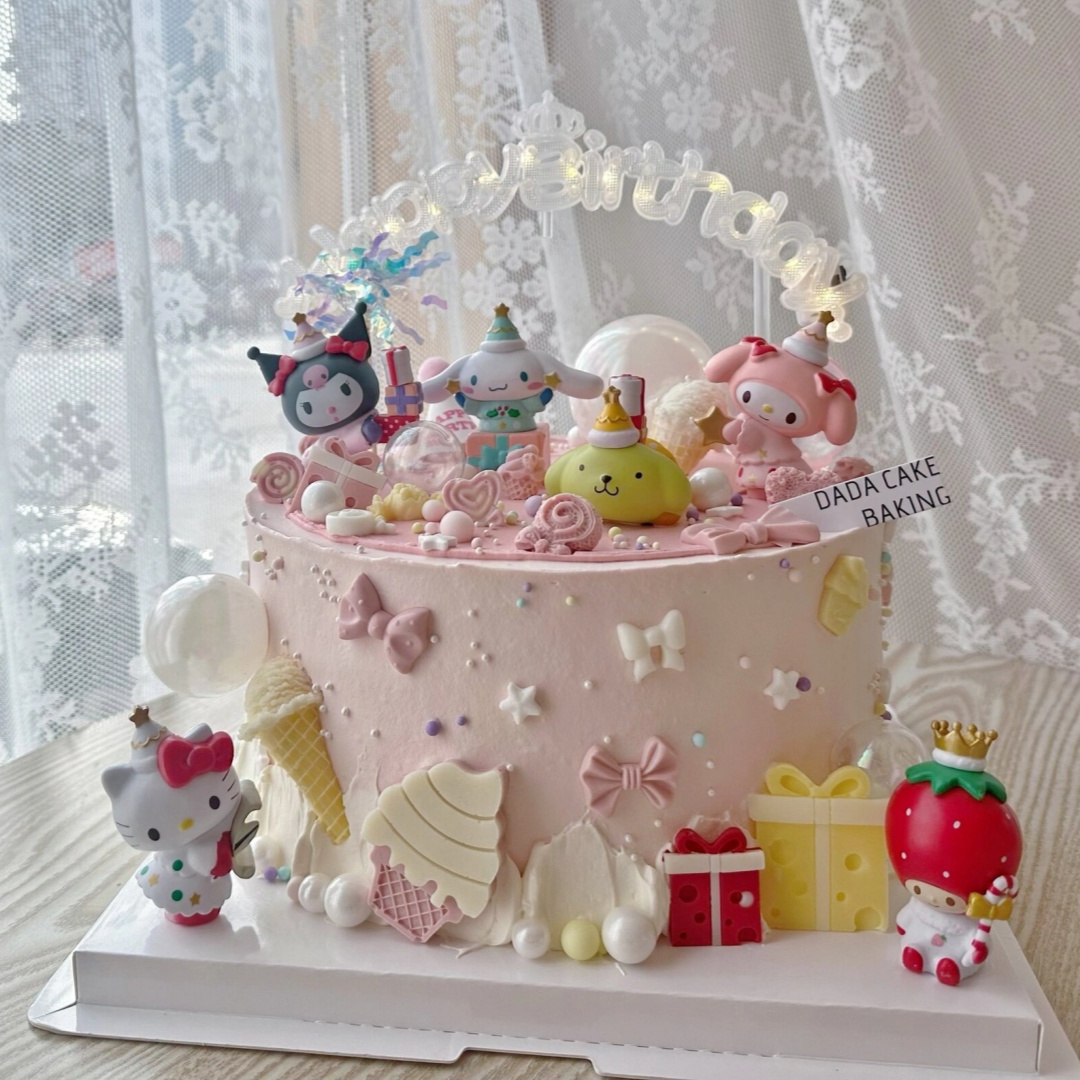 三丽鸥派对蛋糕装饰摆件复古可爱美乐蒂库洛米女孩女生生日插件
