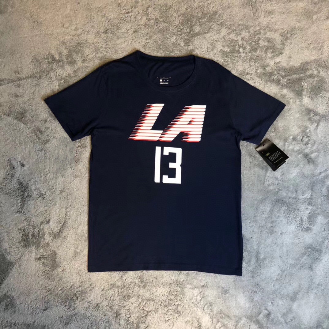 洛杉矶快船队LA 13号保罗乔治城市版运动篮球速干训练短袖T恤