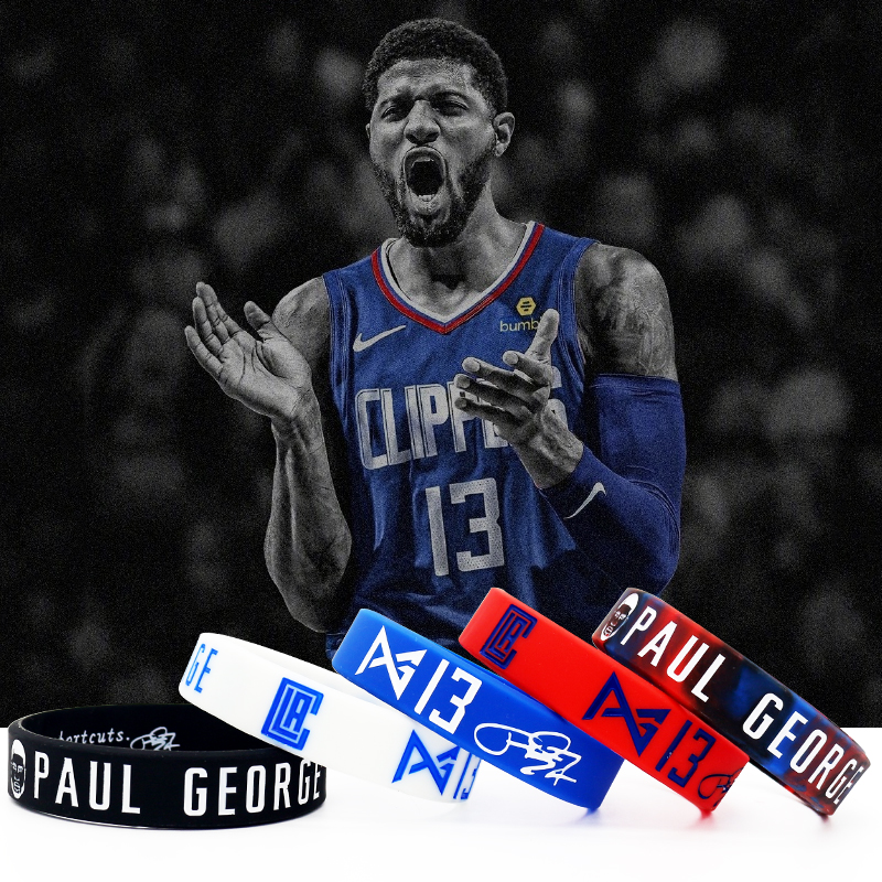 快船队保罗乔治篮球手环头像版迷彩硅胶夜光腕带nba运动学生手带