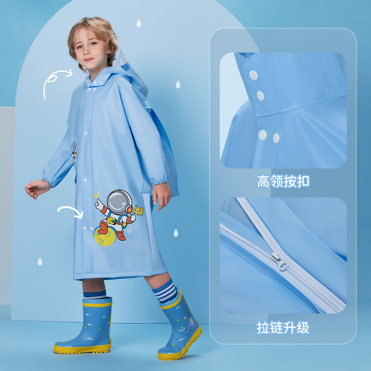 儿童雨衣男童女孩学生上学专用防雨服10岁儿童连体全身防水套装