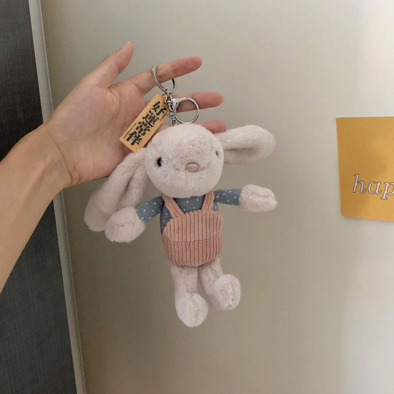 可爱毛绒兔子钥匙扣创意卡通穿衣长耳朵兔玩偶钥匙链儿童礼物节日