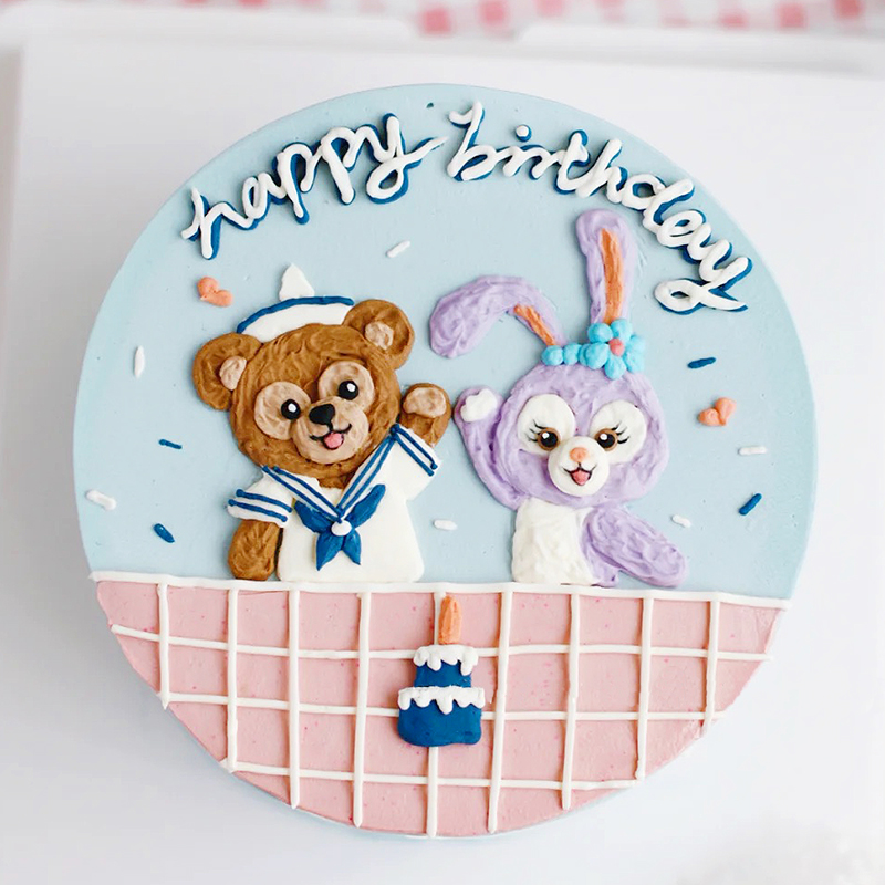 紫色软陶兔子蛋糕装饰插件儿童卡通可爱长耳朵小兔子生日装扮摆件