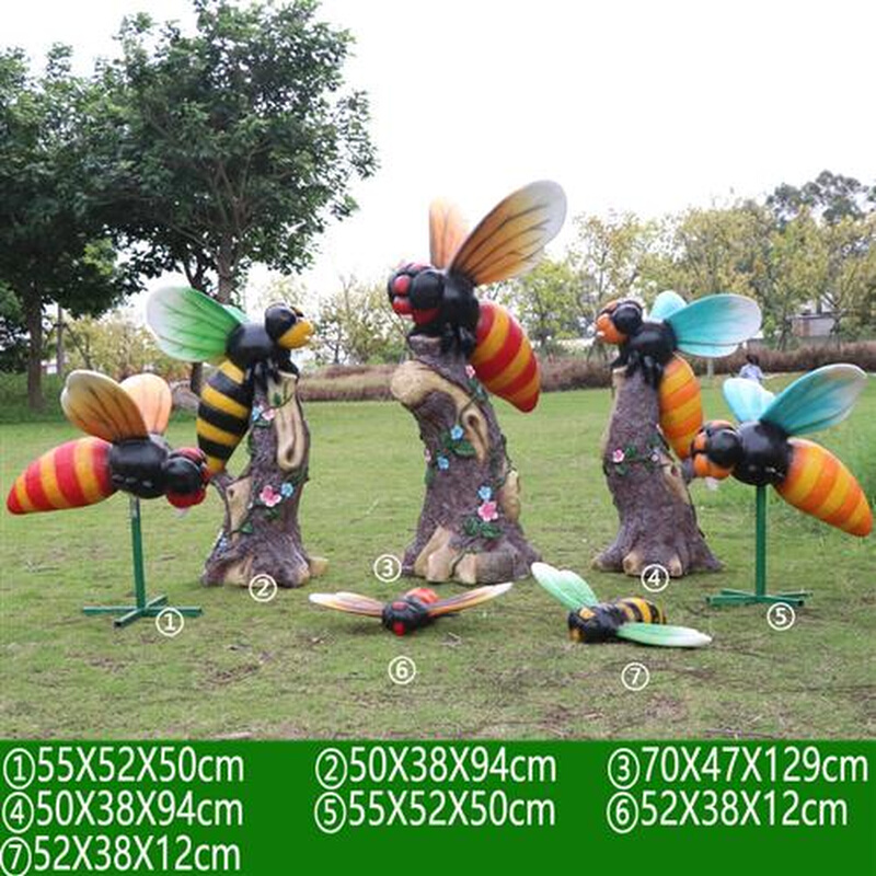 卡通蜜蜂摆件户外玻璃钢公园草地售楼部庭院坐凳装饰仿真动物雕塑