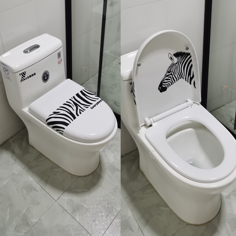 斑马纹马桶盖贴画装饰创意个性防水卡通可爱贴韩国厕所卫生间贴纸
