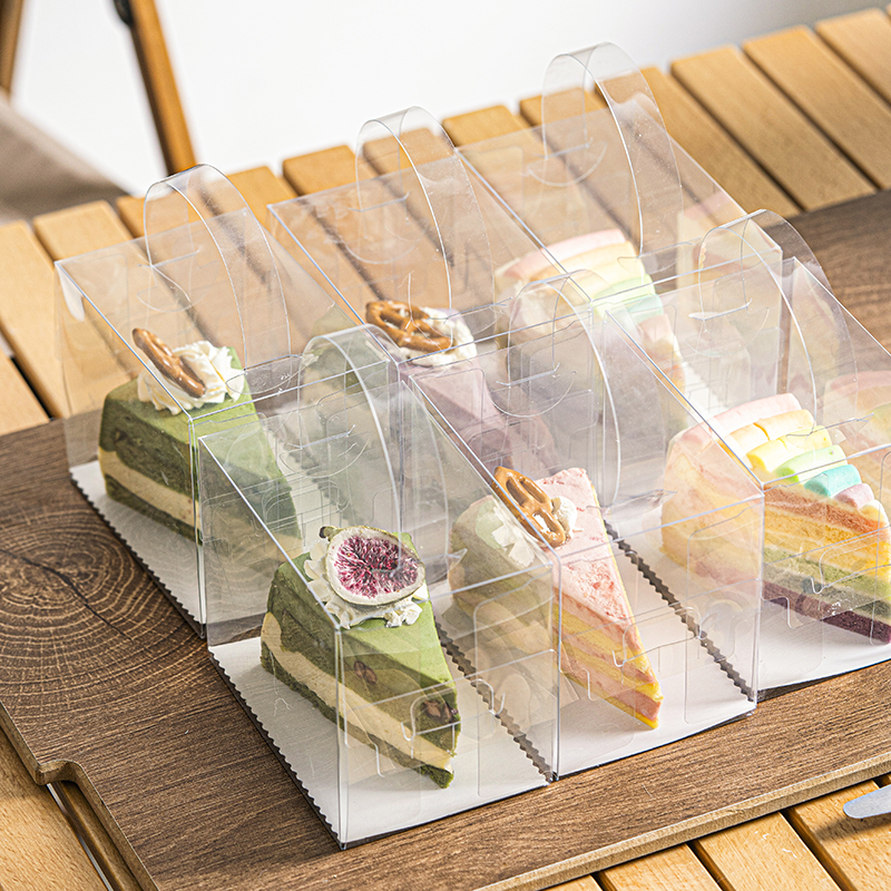 透明千层蛋糕盒三角切块蛋糕慕斯切件甜品包装盒烘焙打包西点盒子