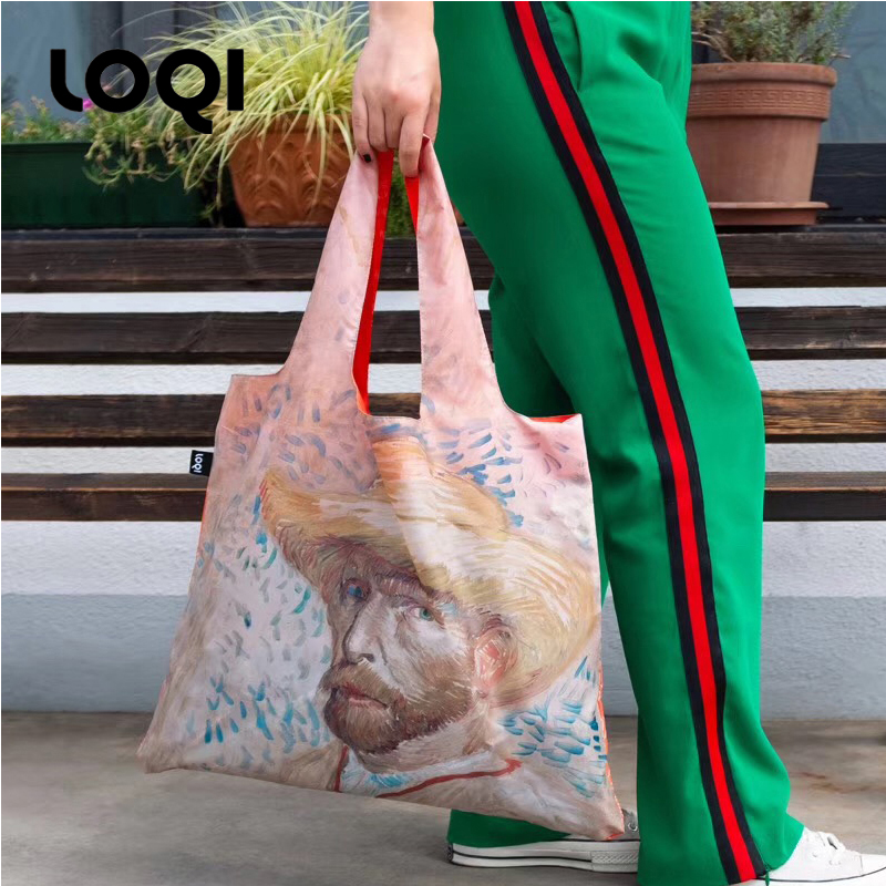 德国LOQI艺术购物袋欧美时尚潮流单肩包名画环保袋 梵高自画像