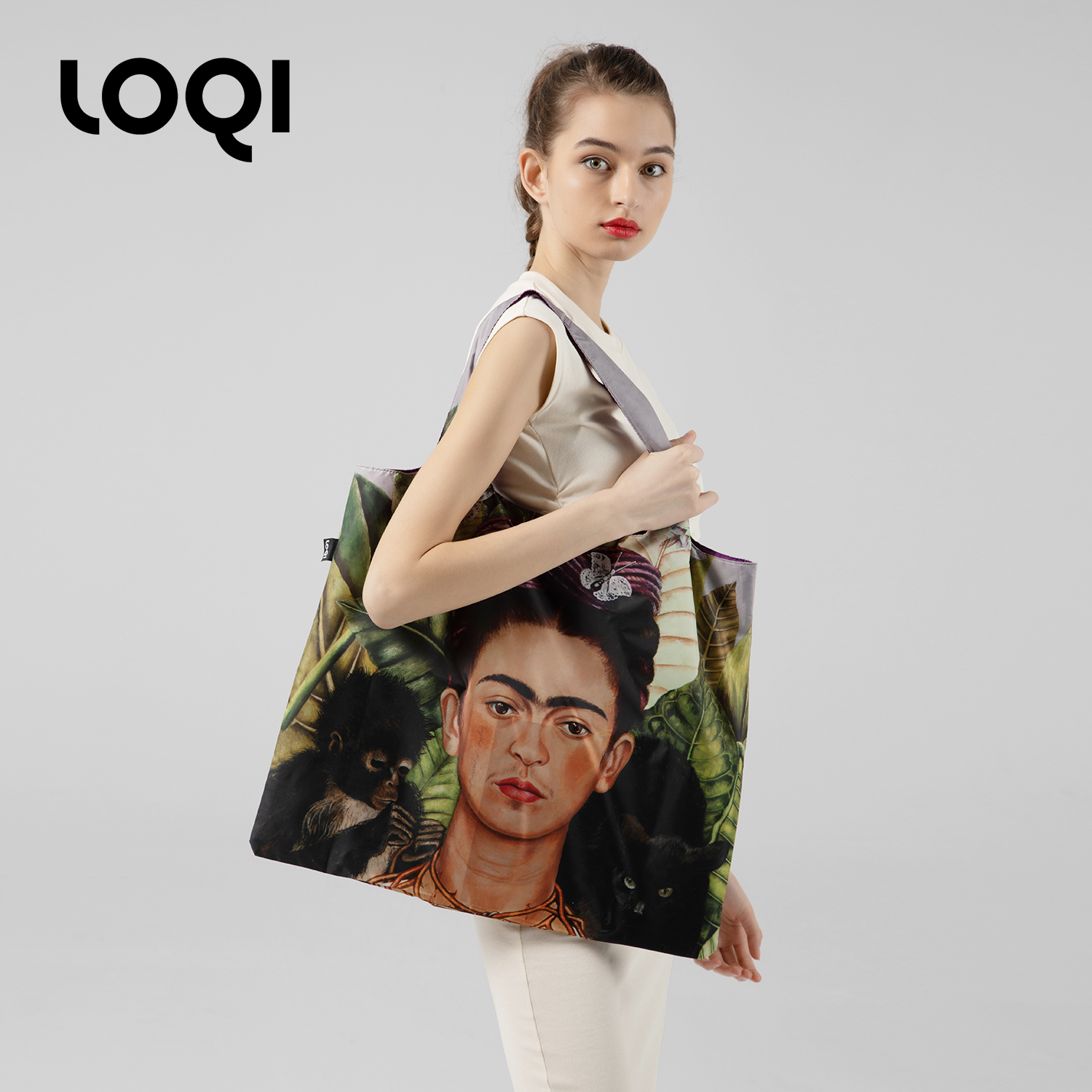 德国LOQI艺术购物袋轻便单肩环保袋大容量名画可折叠弗洛拉自画像