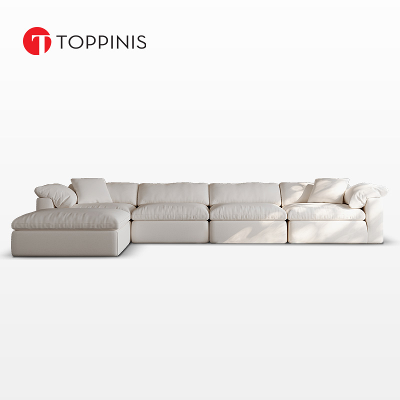 Toppinis云沙发现代简约诧寂奶油风羽绒客厅布艺客厅沙发直排组合