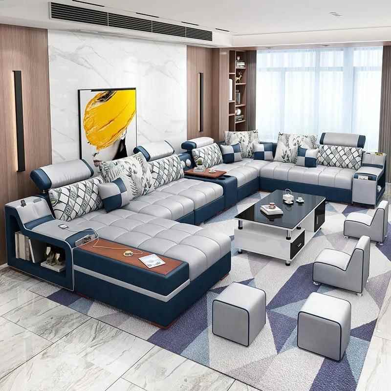 布艺沙发组合简约现代大小户型客厅沙发转角弹簧坐垫北欧整装家具