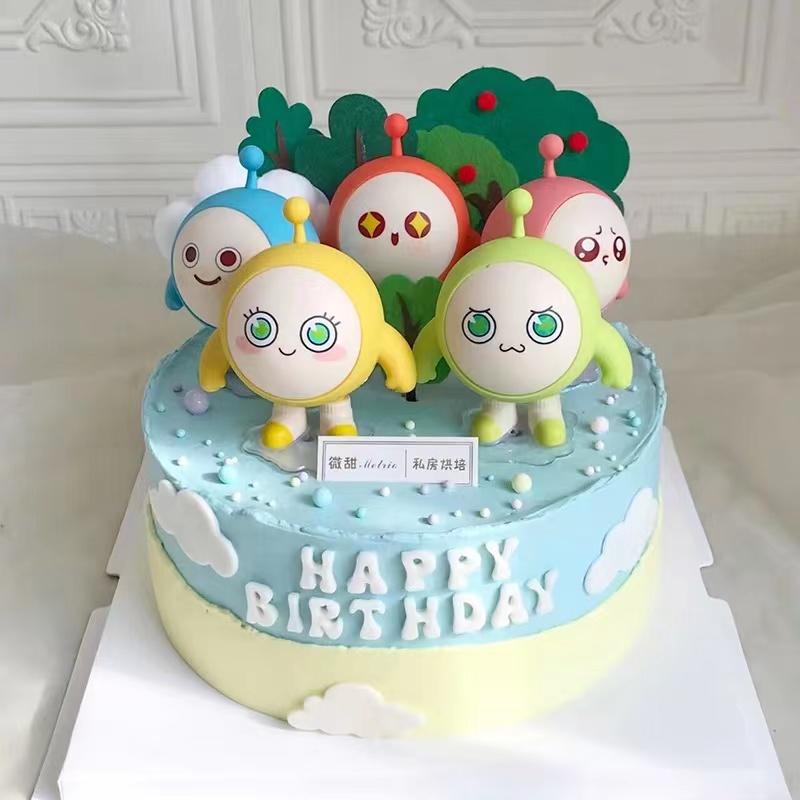 烘焙蛋糕装饰可爱卡通蛋仔公仔儿童宝宝男孩生日甜品台摆件