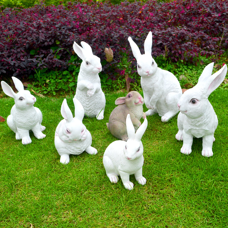户外仿真树脂小白兔子摆件花园卡通小松鼠雕塑幼儿园林楼盘装饰品