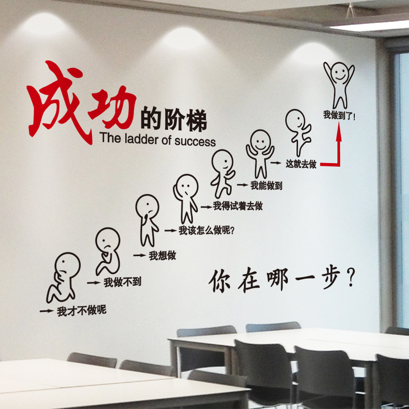 公司励志墙贴纸自粘办公室企业墙画班级文化墙教室布置装饰新学期