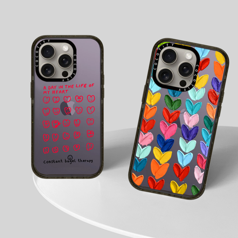 CASETi联名款 个性创意油画爱心 爱心表情适用于苹果15pro max手机壳iPhone14pro 透明保护套全包防摔卡通1