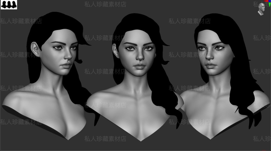 欧美女性角色zbrush高模头像3d模型stl格式zb素模写实美型设计