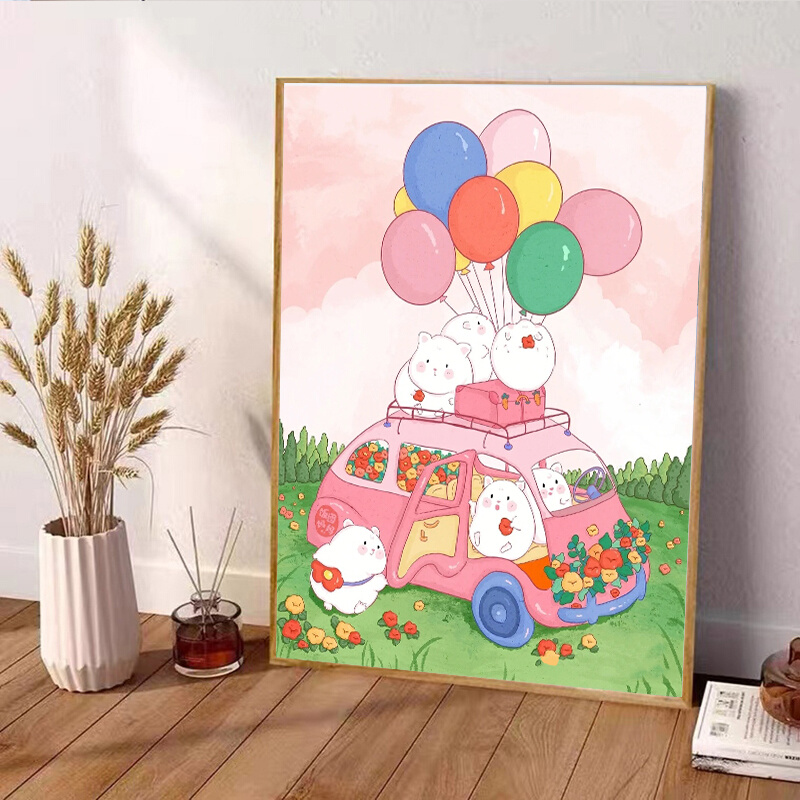 气球兔子钻石画满钻客厅卧室小件十字绣2022新款儿童贴手工带框5d