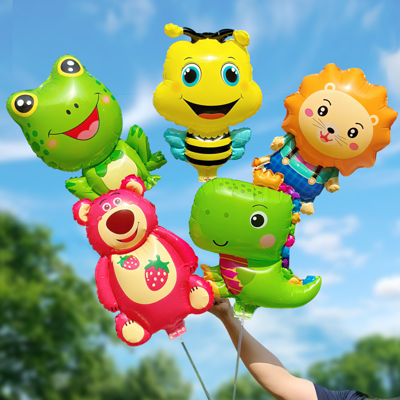可爱卡通造型夹片铝膜气球儿童大号手持杆玩具小学幼儿园活动地推