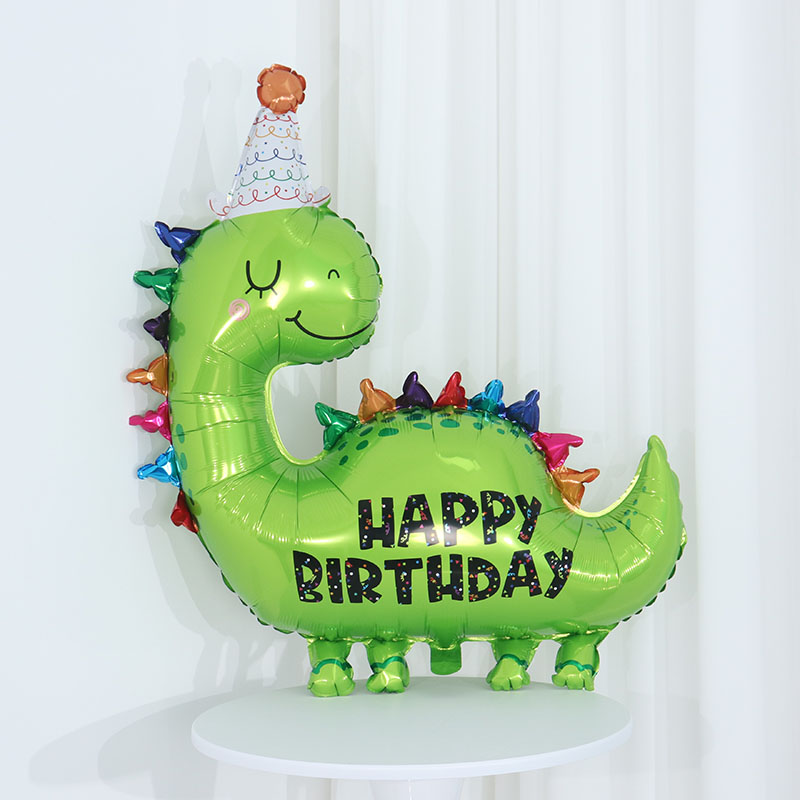 卡通可爱恐龙主题汽球宝宝生日派对装饰布置道具三角龙霸王龙气球
