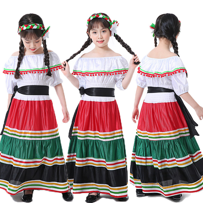 万圣节服装成人墨西哥民族风情舞台表演出服拉丁亲子装裙子套装
