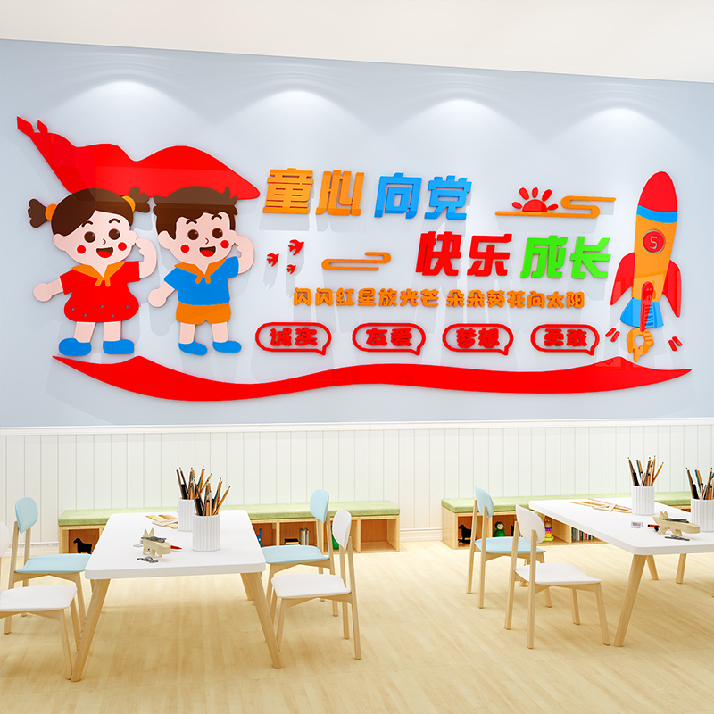 幼儿园童心向党主题墙面装饰教室红色爱国环创班级布置文化墙贴画