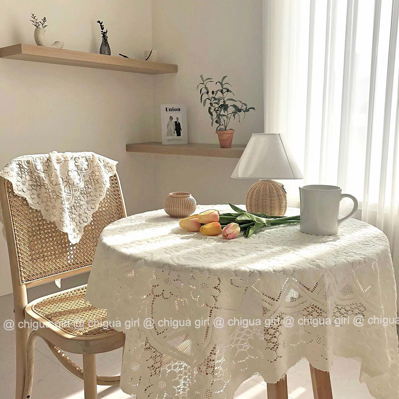 复古蕾丝装饰桌布ins风法式简约浪漫茶几圆桌盖布野餐布餐桌布垫