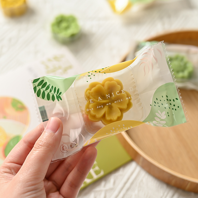 透明绿豆糕包装袋含托盒烘焙单独迷你小月饼机封袋冰糕袋子30克50