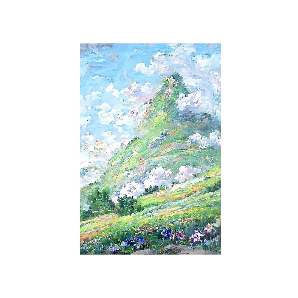 奶油风客厅莫奈花海唯美玄关抽象云朵装饰画高级感花开遍野壁挂画
