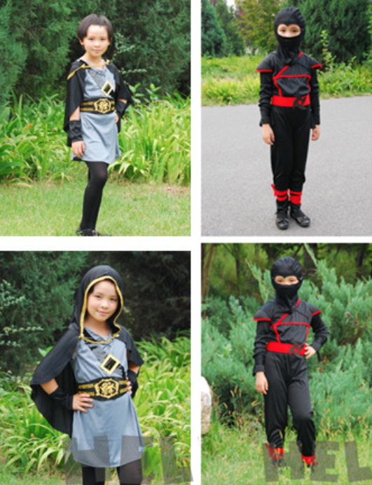 男女童中世纪罗马武士间谍忍者剑客武侠客猎人猎手厘米连体服装