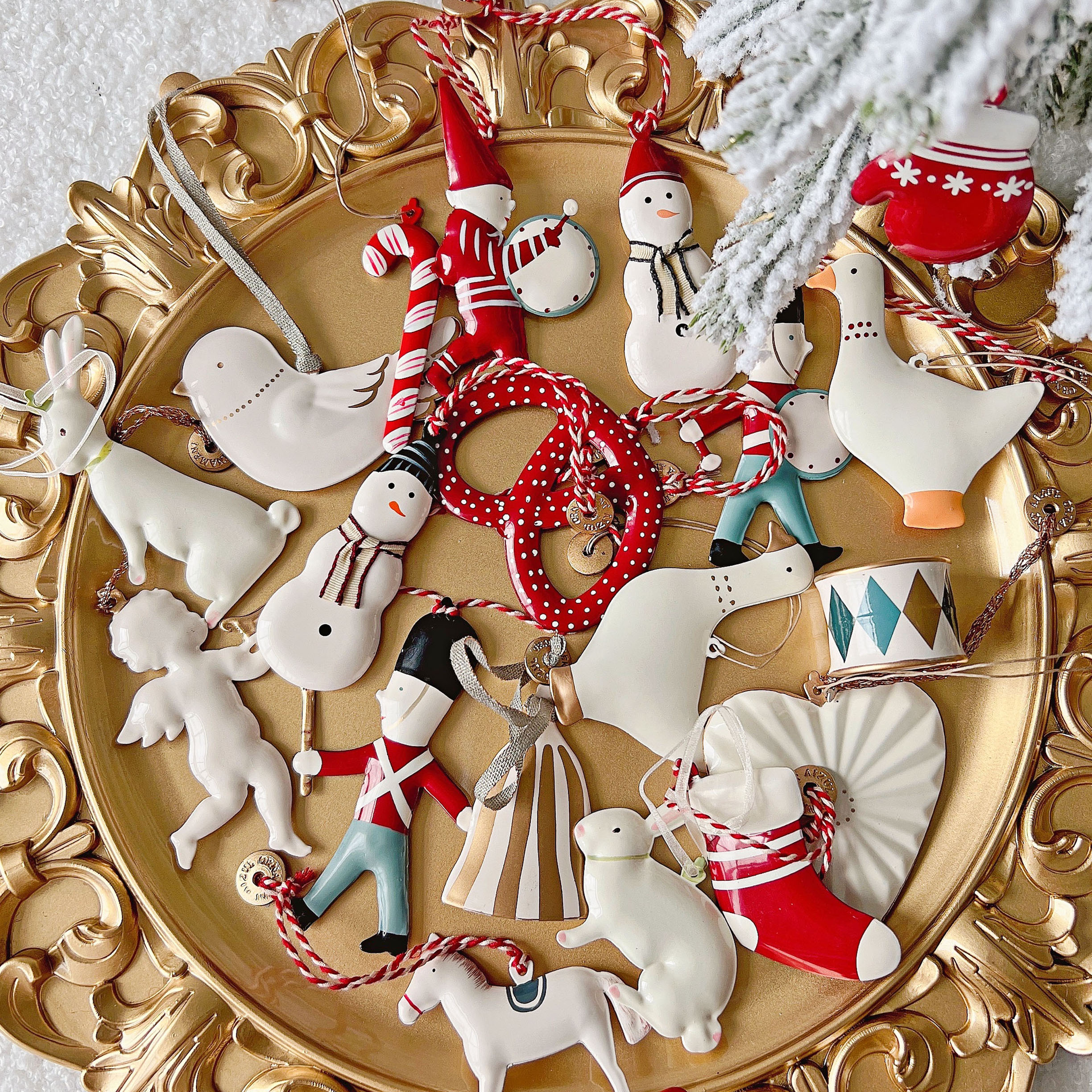 圣诞季 出口欧美丹麦铁皮金属挂件双面手绘士兵天使圣诞树装饰品
