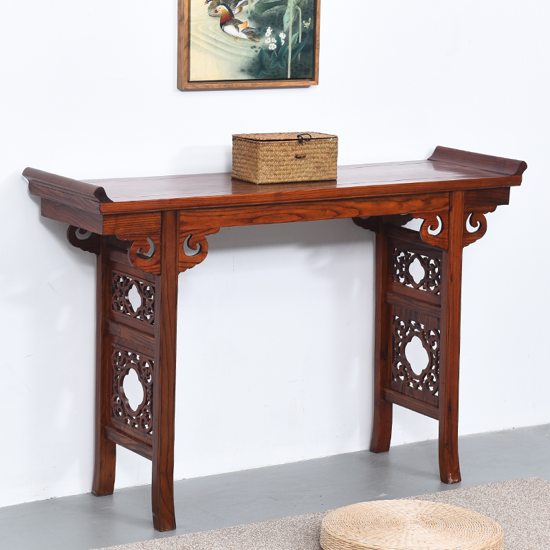 明清古典中式全实木杨花翘头供桌简单小条案桌佛台1.38米神台雕花