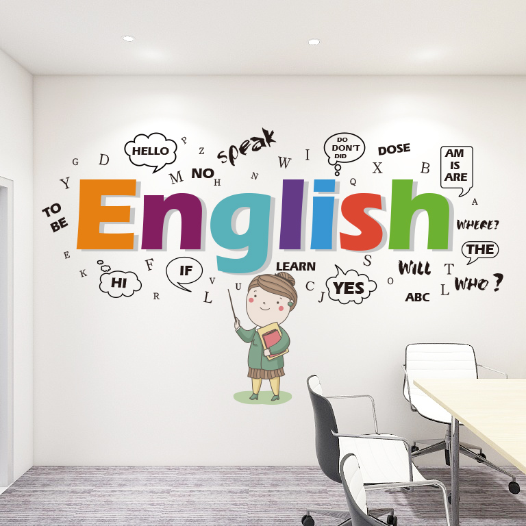 防水好贴英语听力教室文化布置培训机构墙面创意装饰贴纸贴画卡通