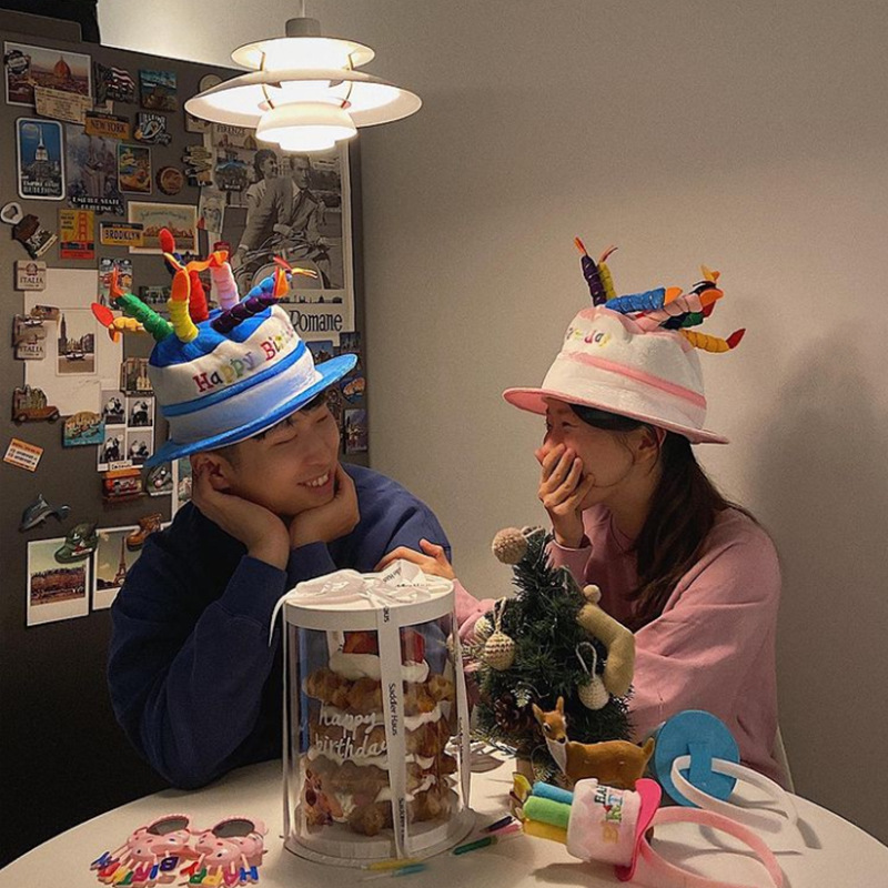 派对生日帽子彩色蜡烛蛋糕帽字母帽韩国网红ins创意搞怪拍照道具