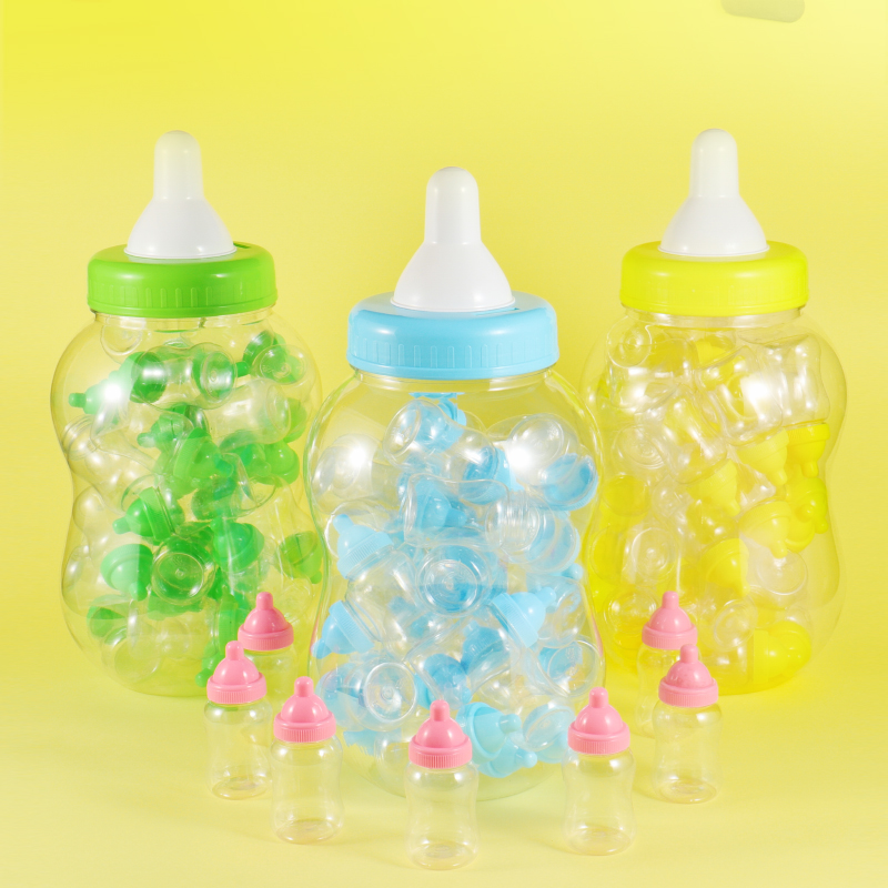 卡通塑料罐存钱罐pet子母奶瓶 彩色创意玩具塑料奶瓶食品储物瓶