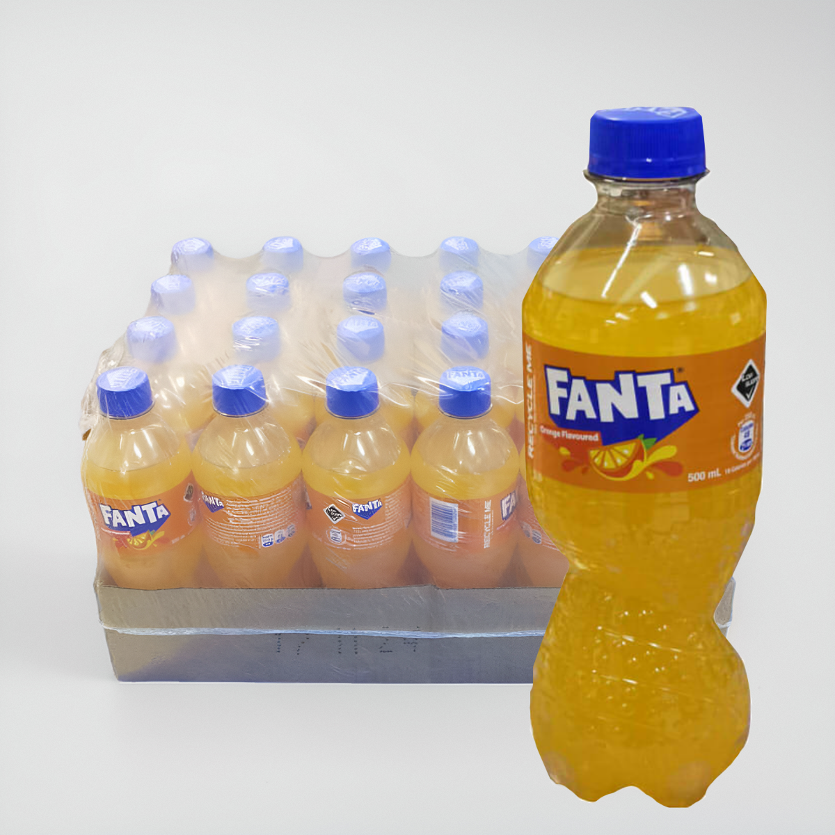 港版香港进口芬达橙味汽水橙汁果汁饮品碳酸汽水500ml胶瓶24/整箱