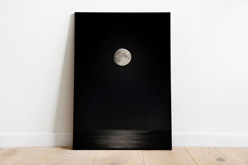 Moon丨月夜装饰画 北欧暗黑月亮风景卧室书房现代大幅落地画挂画