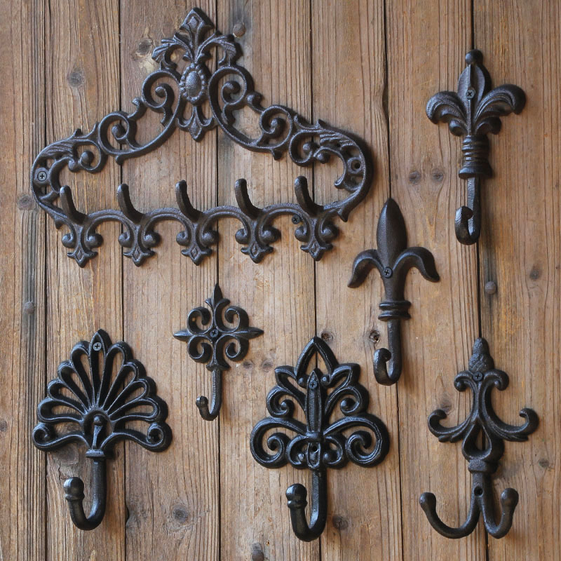 欧式复古铁艺铸铁挂钩庭院花园户外 创意装饰挂衣钩钥匙钩墙壁挂
