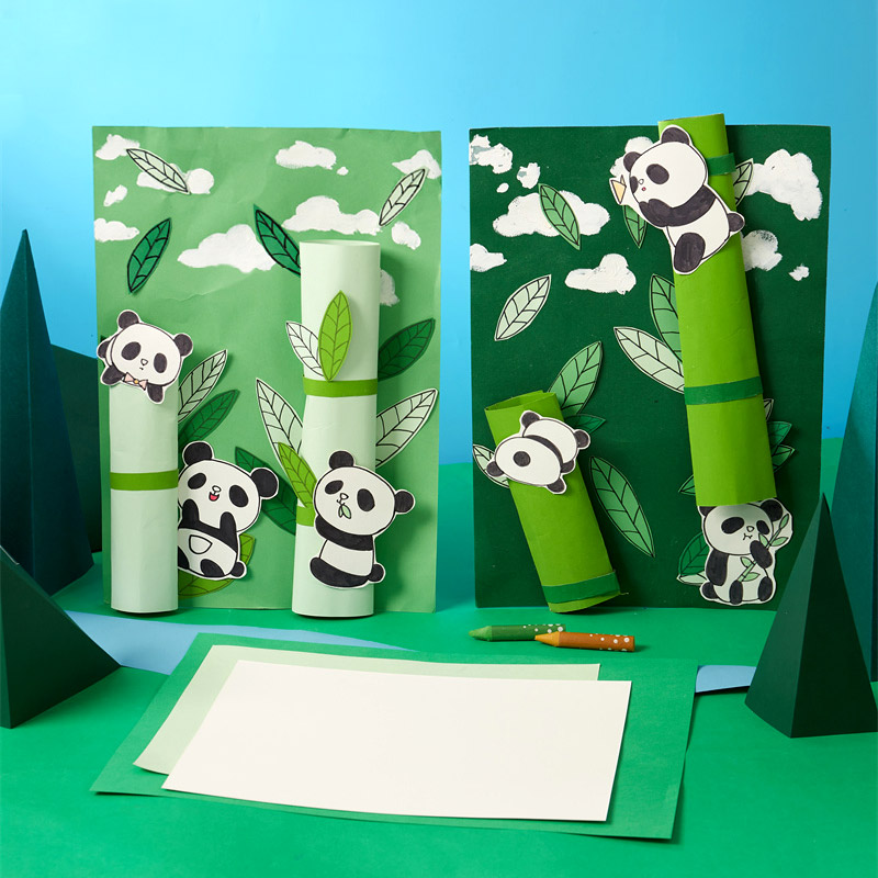 幼儿园儿童手工可爱动物DIY材料包 竹林里的熊猫创意绘画粘贴玩具