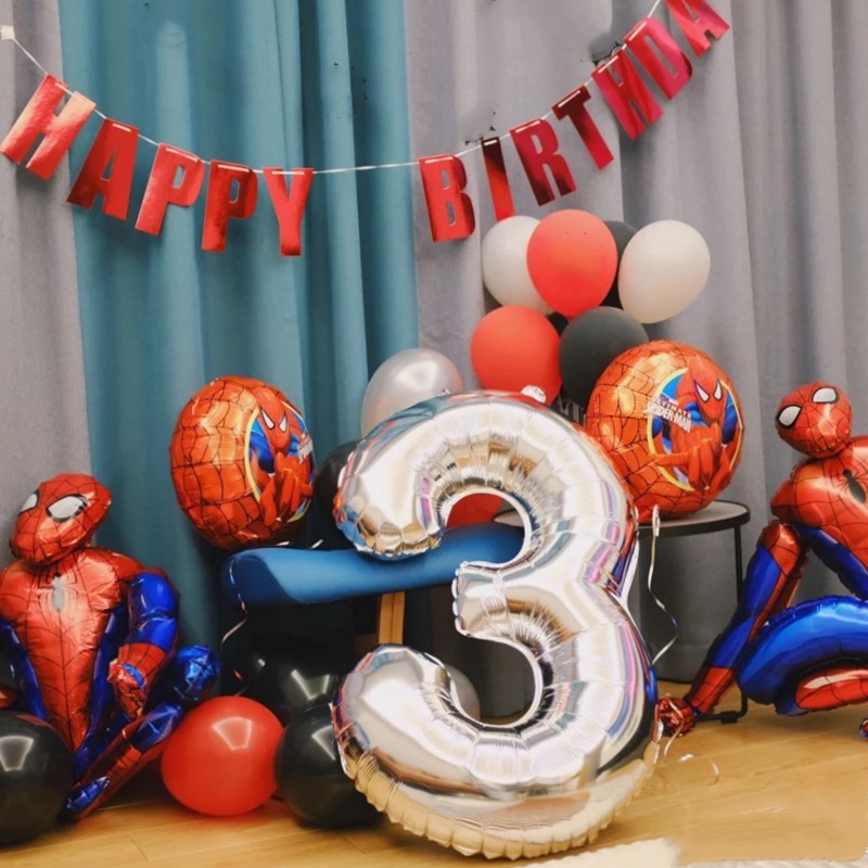 立体站立蜘蛛侠英雄主题气球男士生日布置高拉旗32寸数字组合级